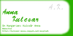 anna kulcsar business card